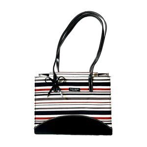 kate spade new york Womens Mini Small Purse Handbag Stripe Bow Multicolor Canvas